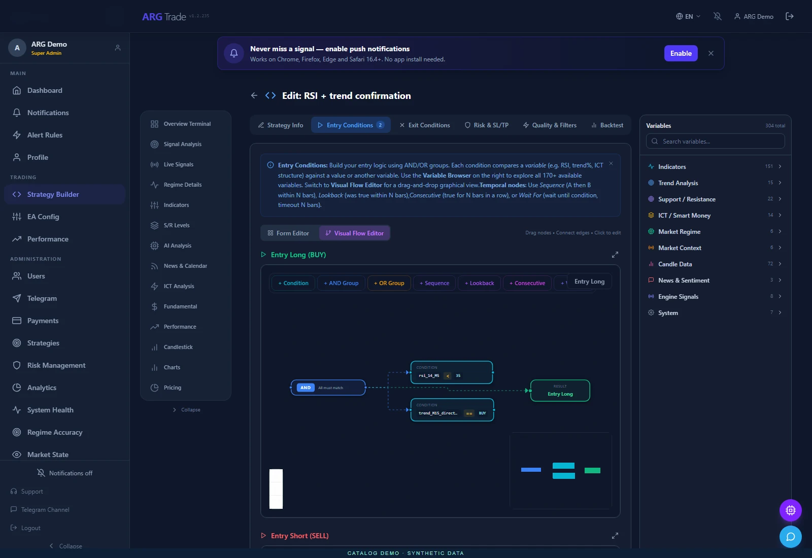 Strategy Builder visual editor