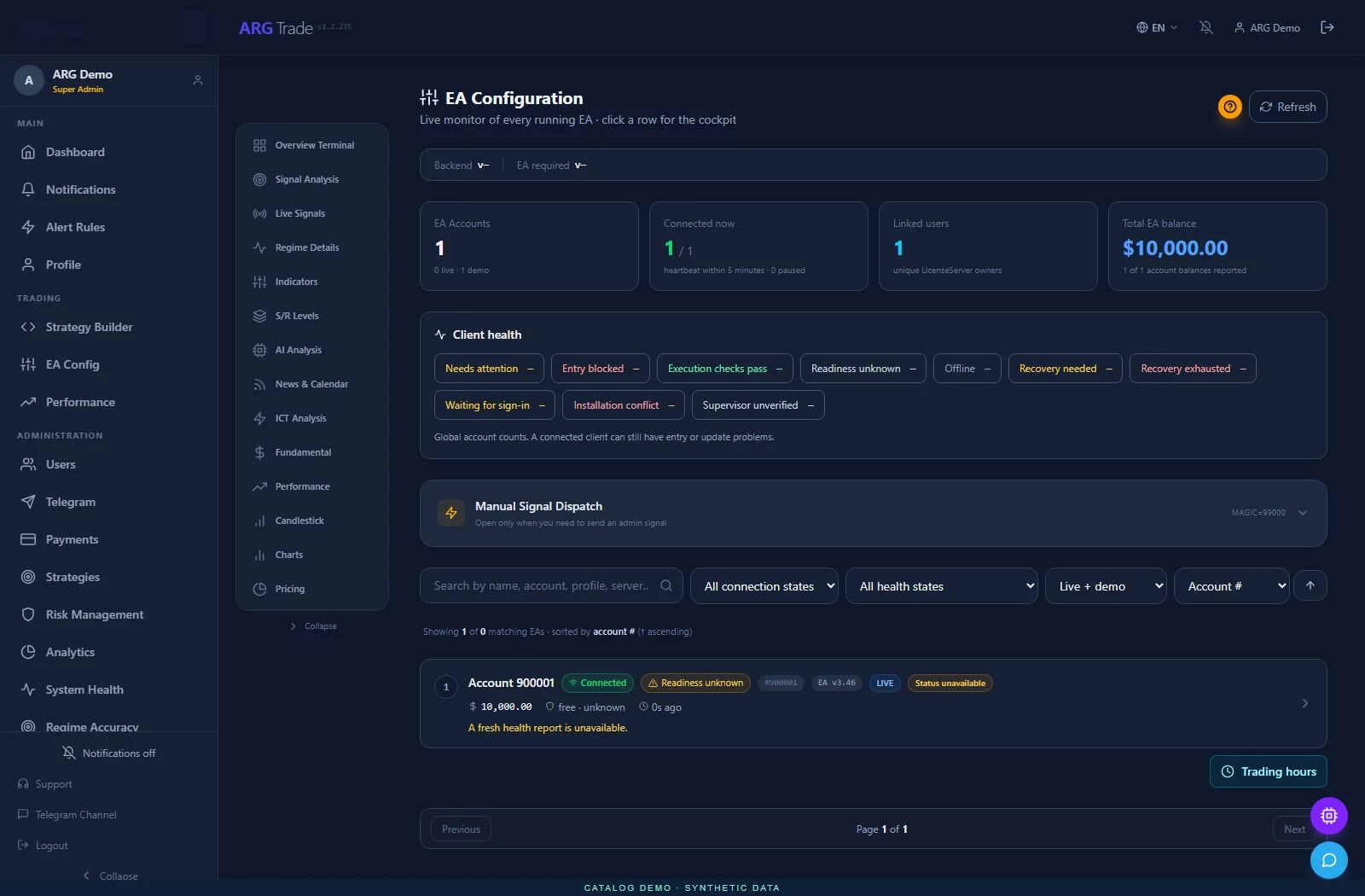EA configuration in the web workspace