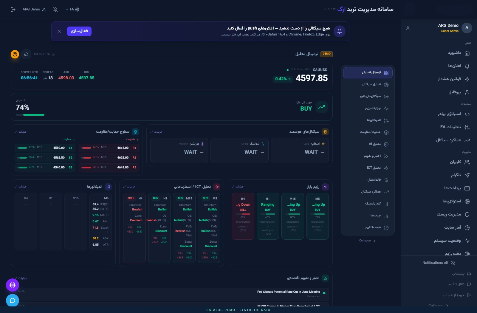ترمینال یکپارچه تحلیل AutoTrade