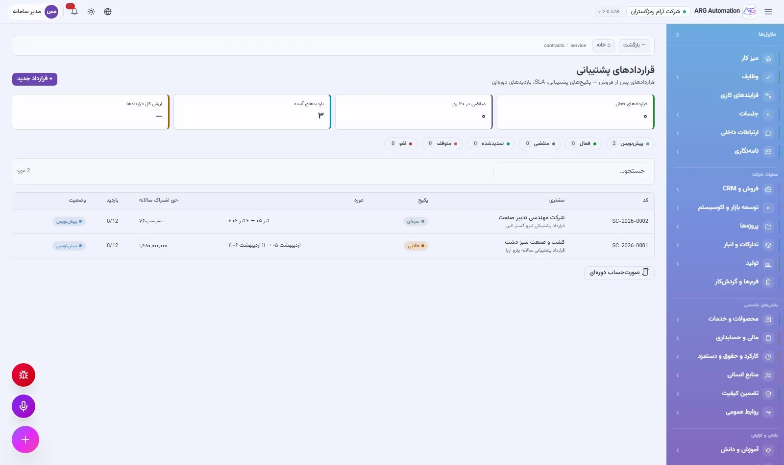قراردادهای پشتیبانی