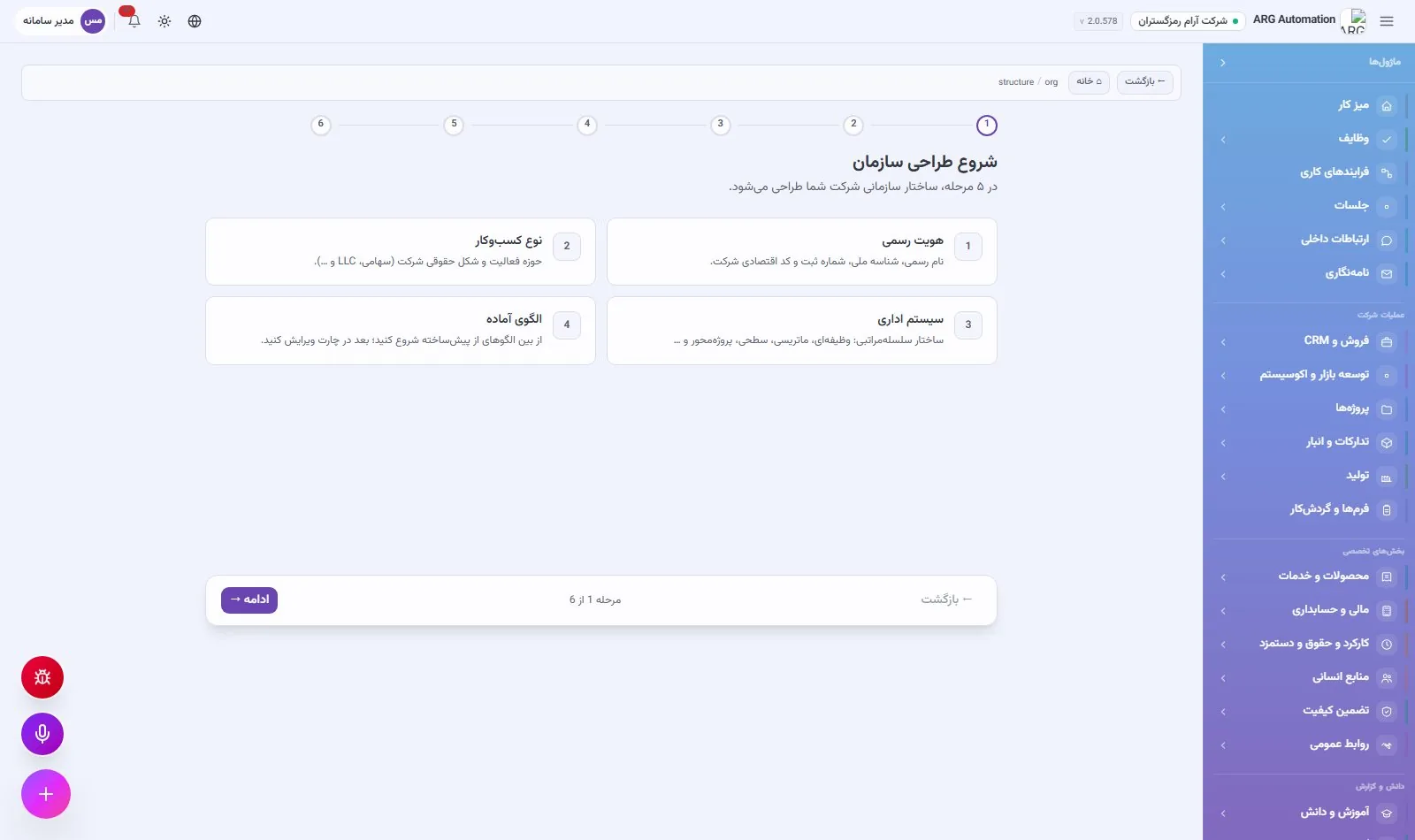 شروع طراحی سازمان
