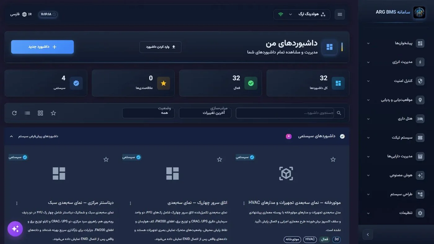 صفحهٔ داشبوردهای من
