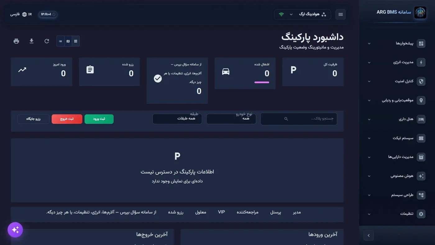 Parking dashboard